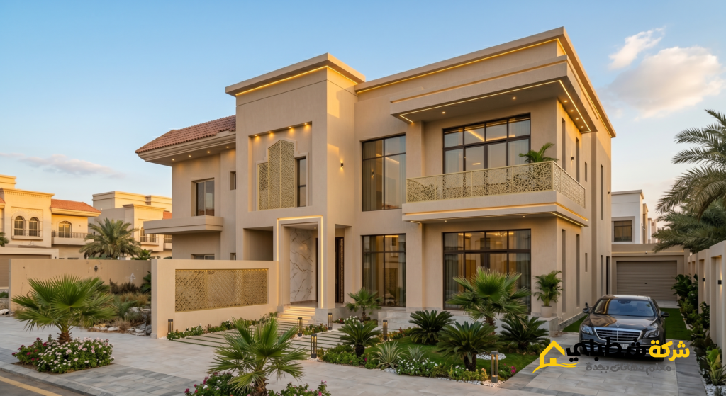 دهانات بروفايل خارجي لفيلا سكنية فاخرة في حي أبحر بإشراف خبير ترميم مباني بجدة.