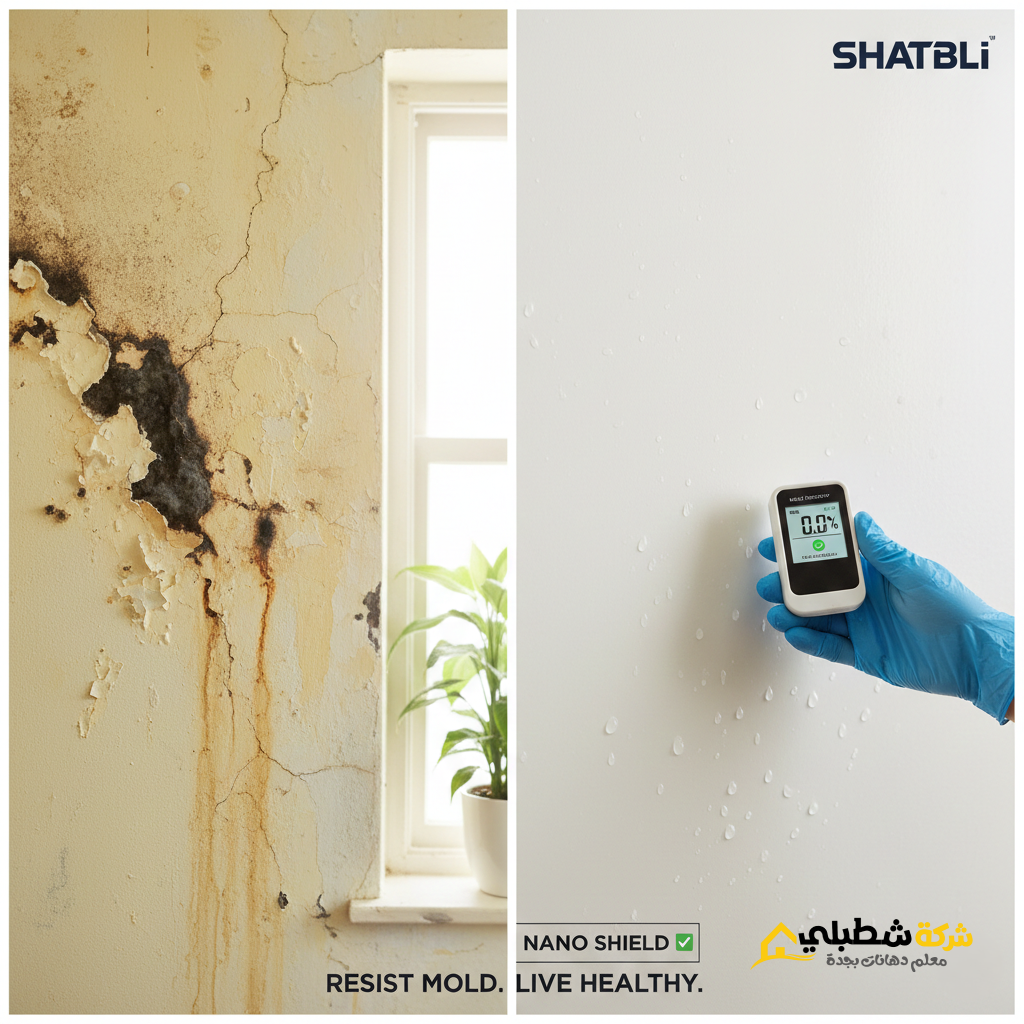 فحص نسبة رطوبة الجدران بجهاز رقمي حديث قبل تطبيق دهانات مقاومة للرطوبة جدة