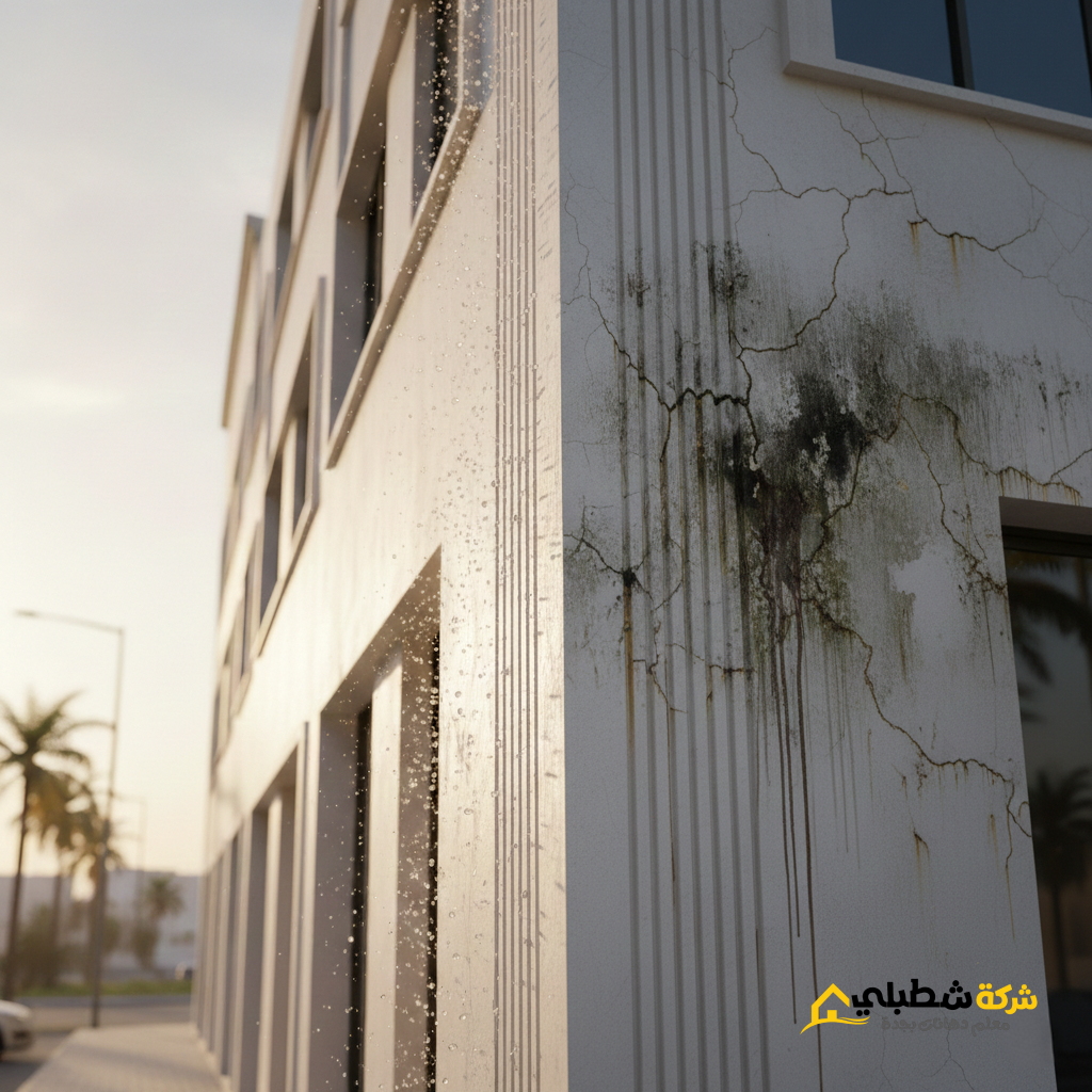 مقارنة بين جدار مصاب بالعفن وجدار معالج بدهانات نانو شيلد الصحية المضادة للبكتيريا