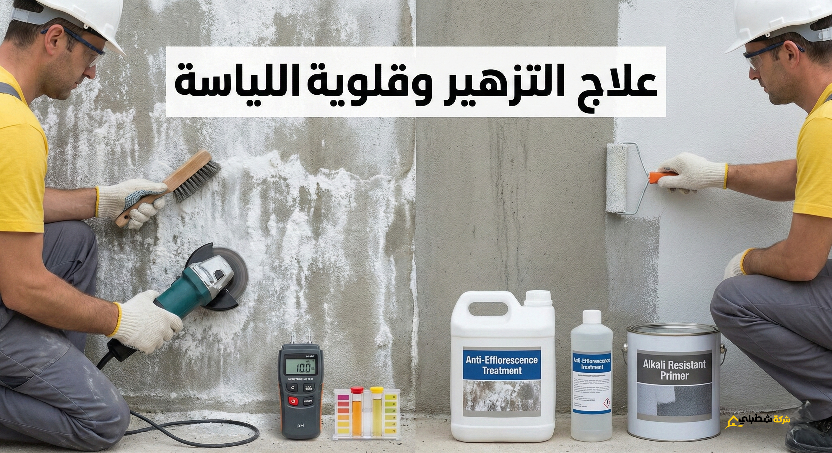 مراحل معالجة أملاح اللياسة والتزهير قبل تنفيذ بروفايل الجرافيت - مؤسسة شطبلي.