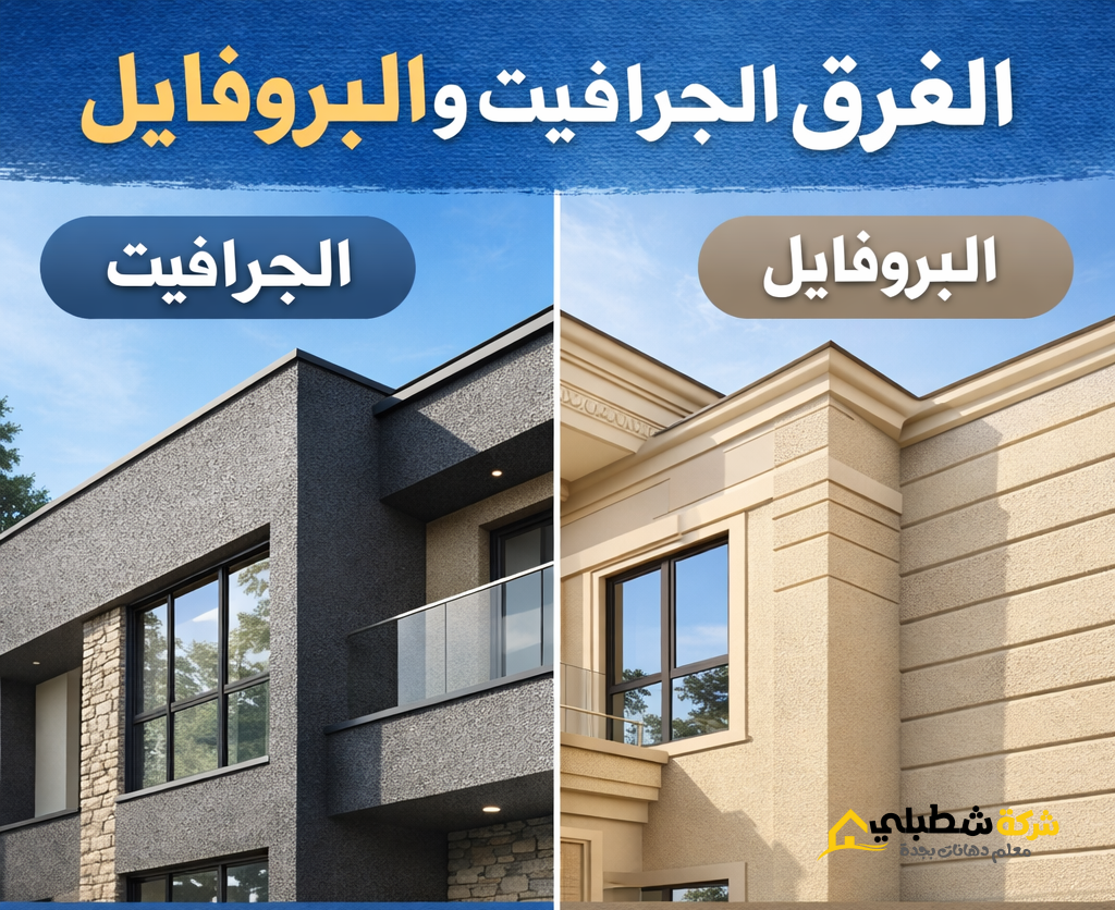 واجهة منزل حديثة توضح الفرق الفرق بين الجرافيت والبروفايل في جدة.