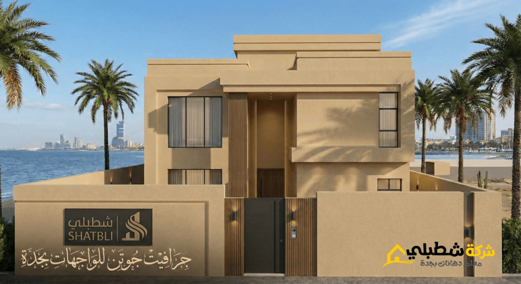 واجهة فيلا مودرن بتشطيب جرافيت جوتن في جدة - شركة شطبلي.