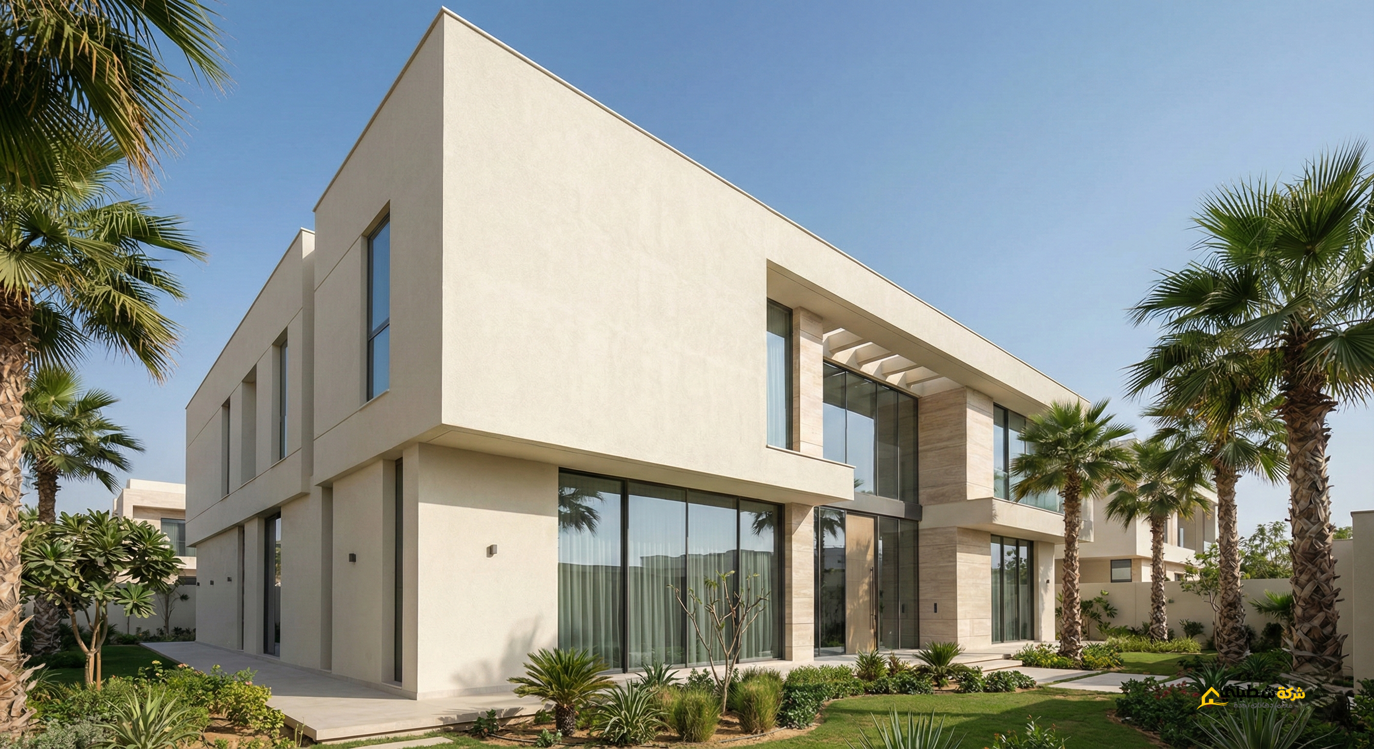 واجهة فيلا نيو كلاسيك بحي المرجان بجدة تم تنفيذها بواسطة شركة شطبلي.