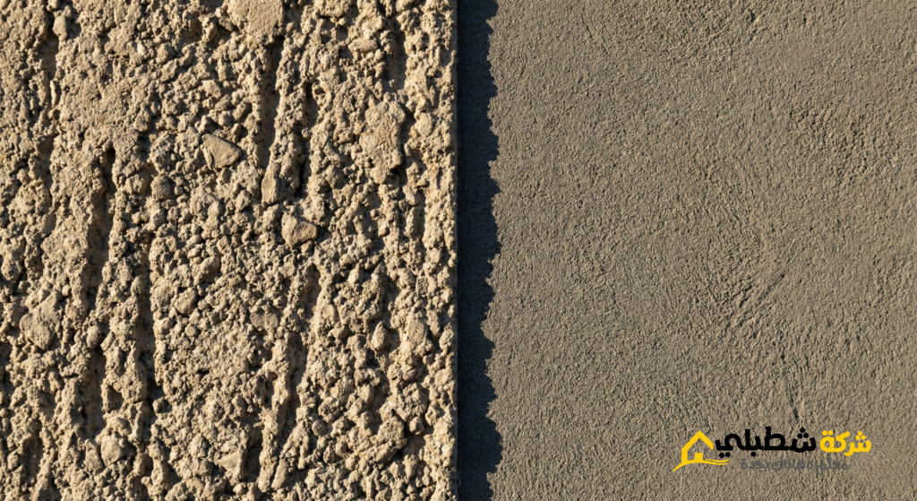 مقارنة بين ملمس دهان البروفايل الخشن ودهان الجرافيت الناعم