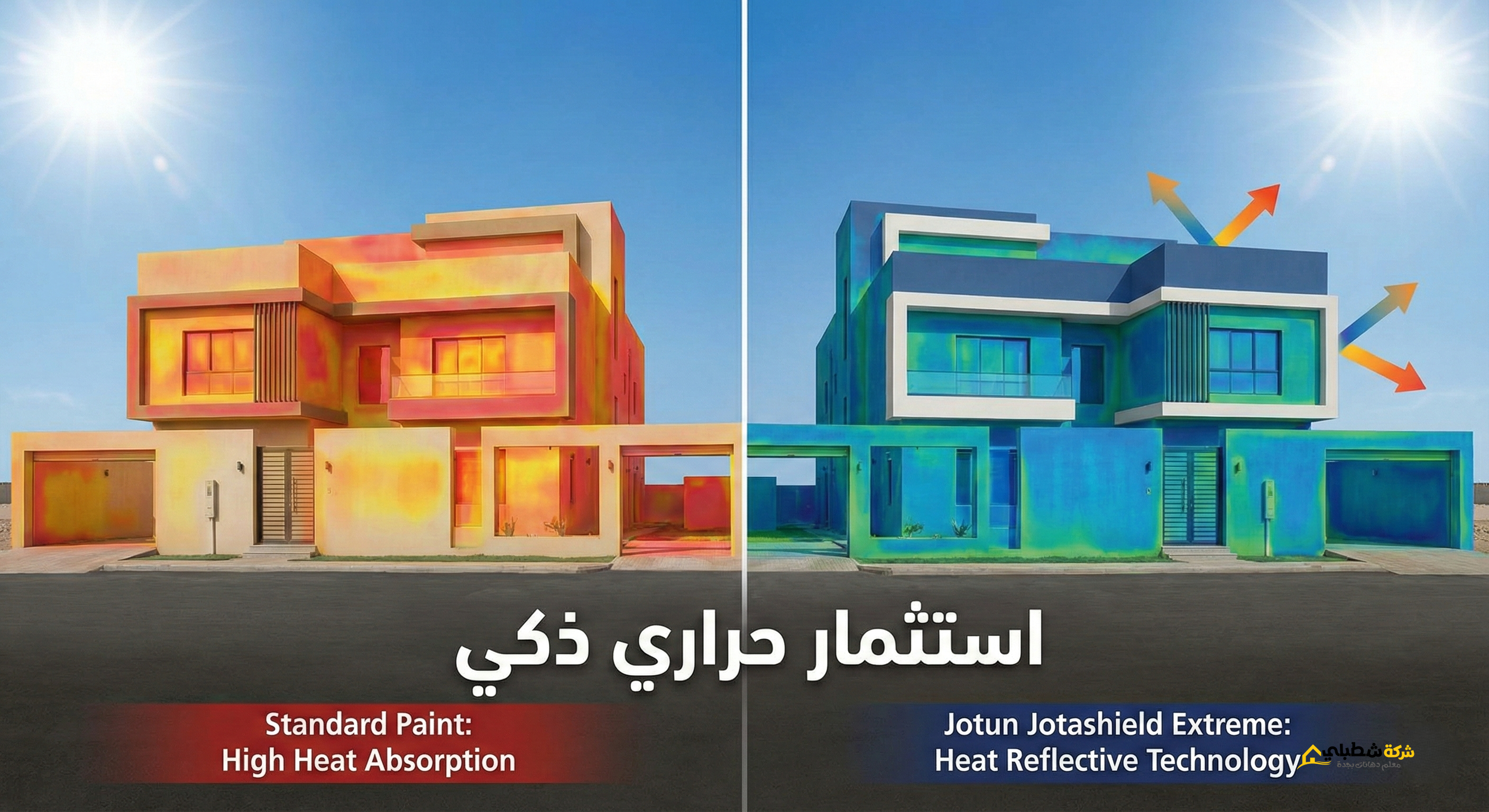 مقارنة بين دهان جرافيت جوتن للواجهات بجدة العاكس للحرارة والدهانات العادية في تخفيض حرارة الواجهات بجدة.