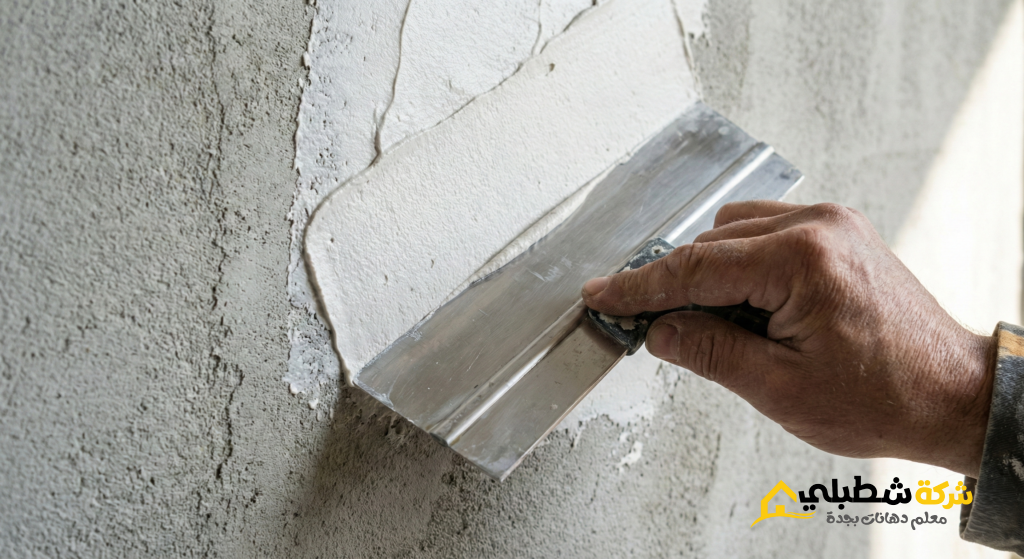 خطوات تأسيس الحوائط وسحب المعجون باحترافية شركة شطبلي