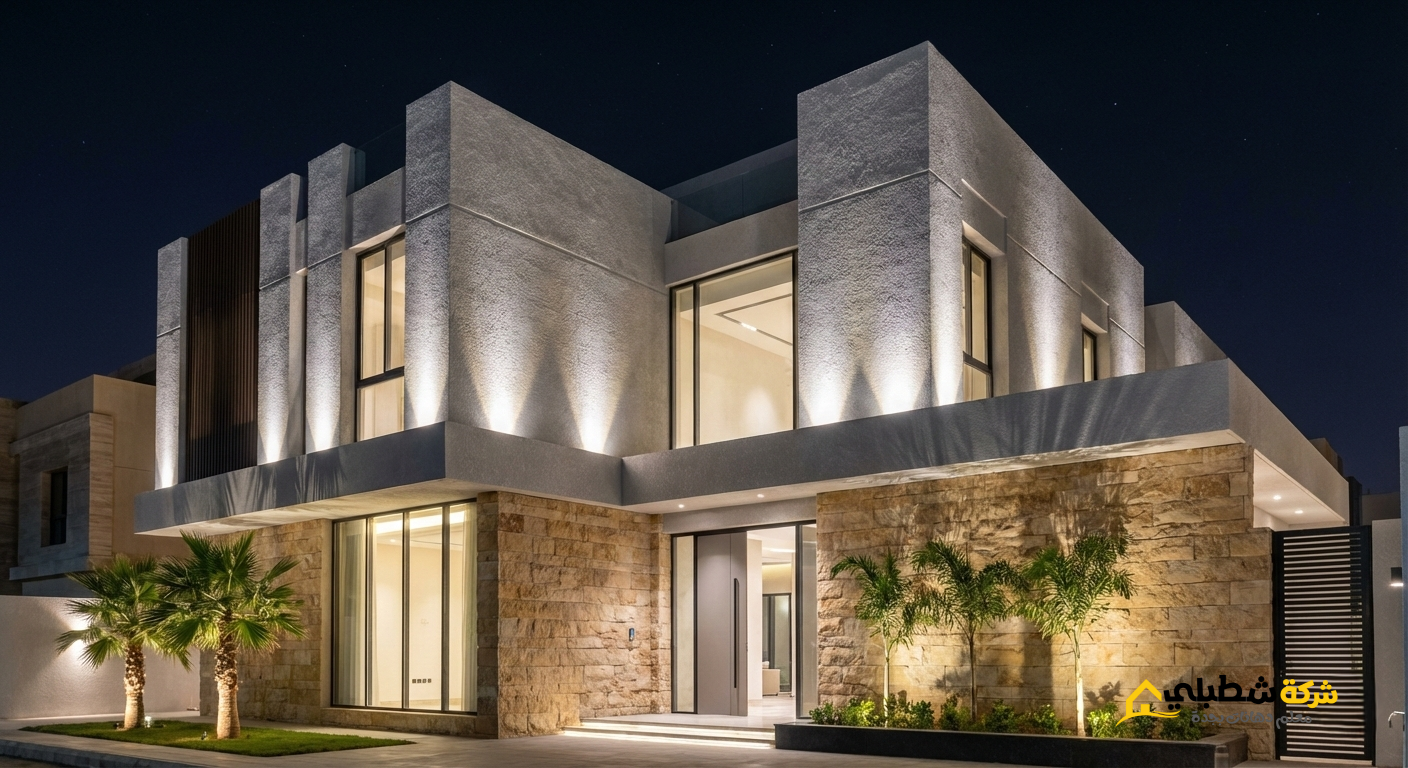 دمج البروفايل مع الحجر"، وتظهر كيف تتحول الواجهة إلى لوحة فنية ليلاً.