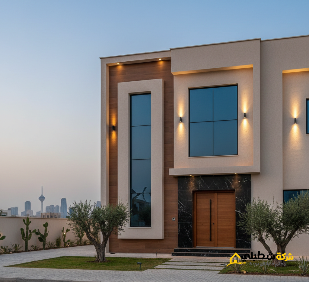 صور مأخوذة من زاوية واسعة تُظهر المبنى بالكامل في ضوء الغروب