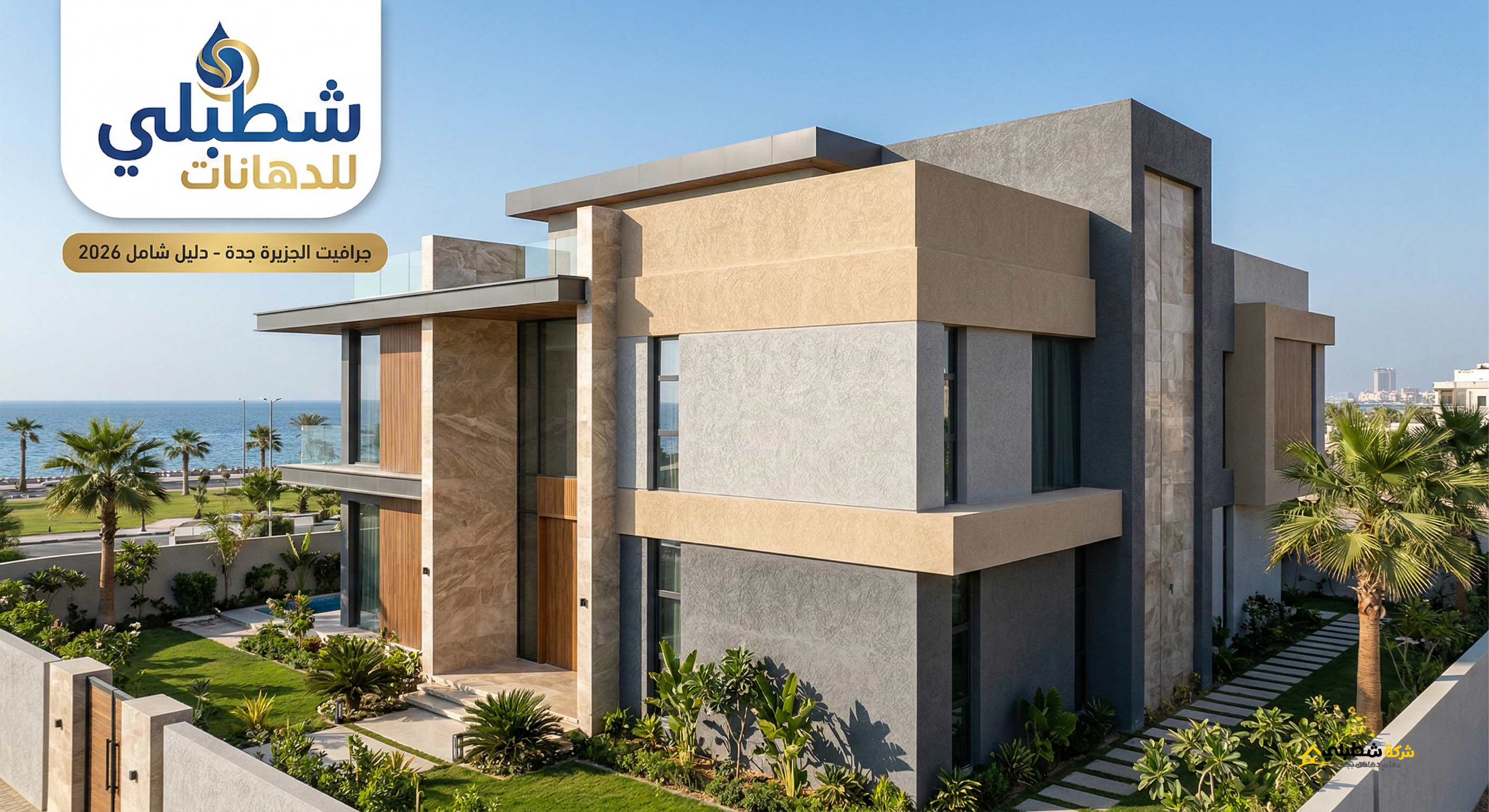 واجهة فيلا مودرن بدهان جرافيت الجزيرة في جدة - تنفيذ شطبلي