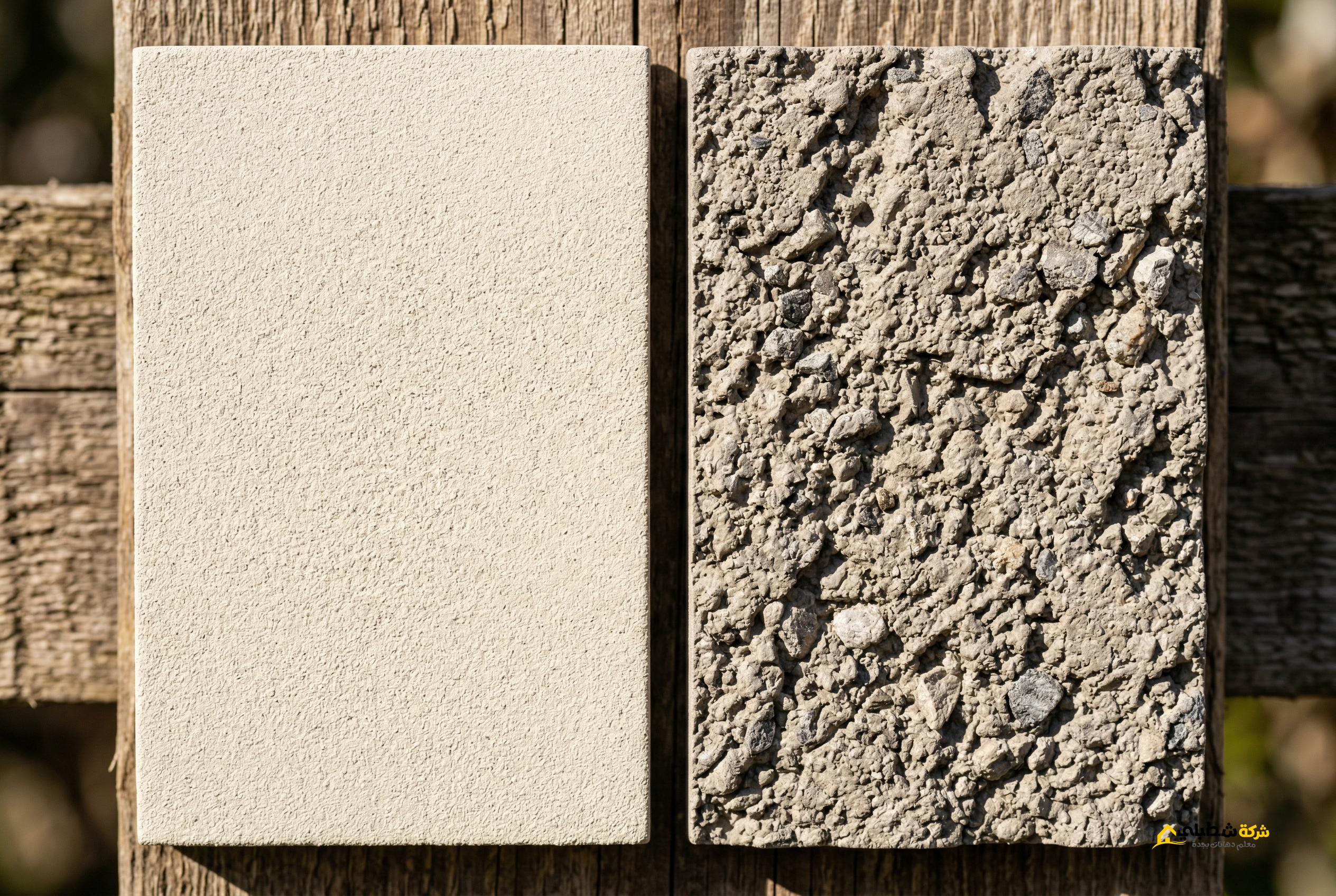 مقارنة فنية بين ملمس دهان الجرافيت الناعم والخشن المستخدم في تشطيب واجهات الفلل بجدة.