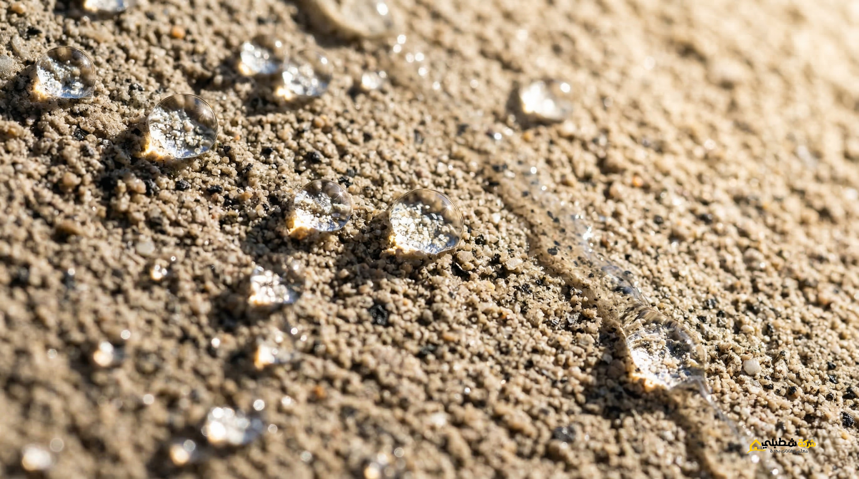 صورة تبرز مفعول طبقة "السيال" الشفافة التي تمنع نفاذ المياه والأتربة داخل مسام الجرافيت، مما يجعل الواجهة سهلة التنظيف ومقاومة للرطوبة.