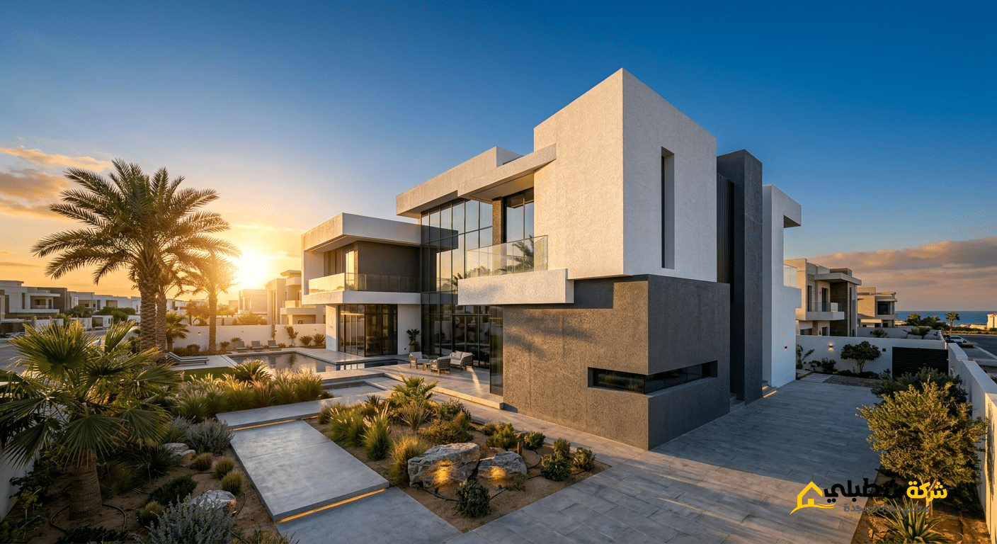 فيلا في جدة مدهونه بدهان جرافيت مقاوم للحراره بلونين