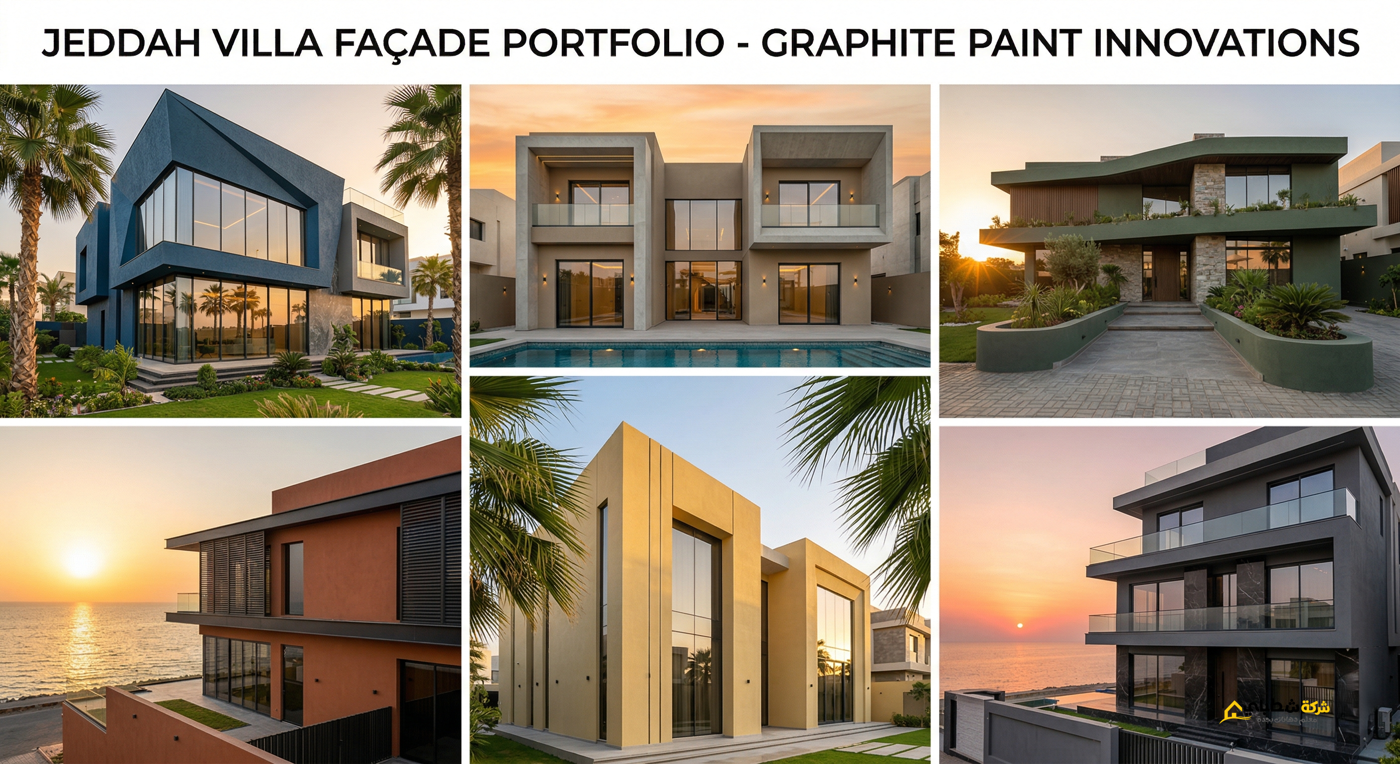 مجموعة أعمال شركة شطبلي في أحياء جدة دهانات واجهات جرافيت