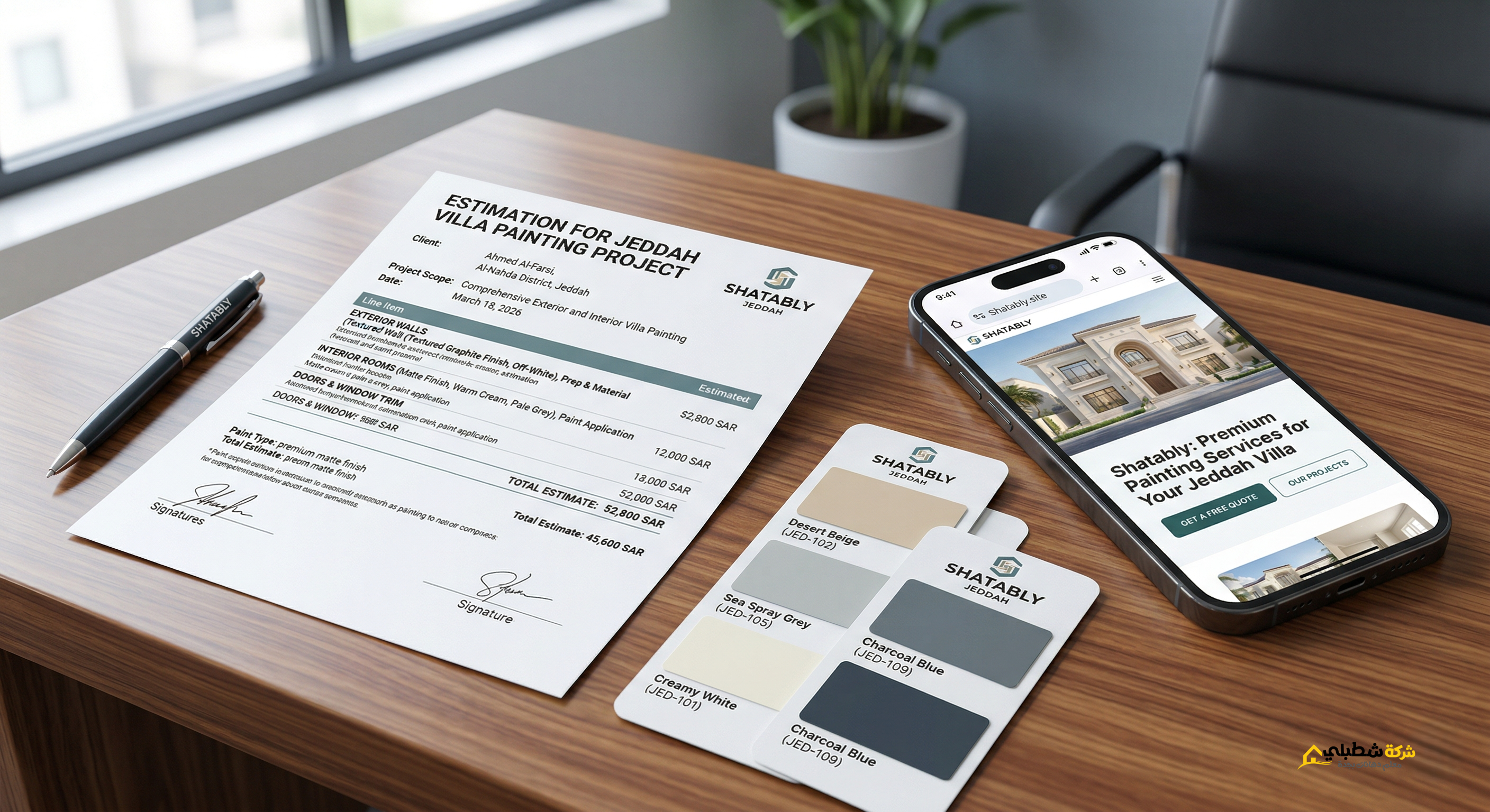نموذج عرض سعر تشطيب واجهة فيلا في جدة من موقع شركة شطبلي